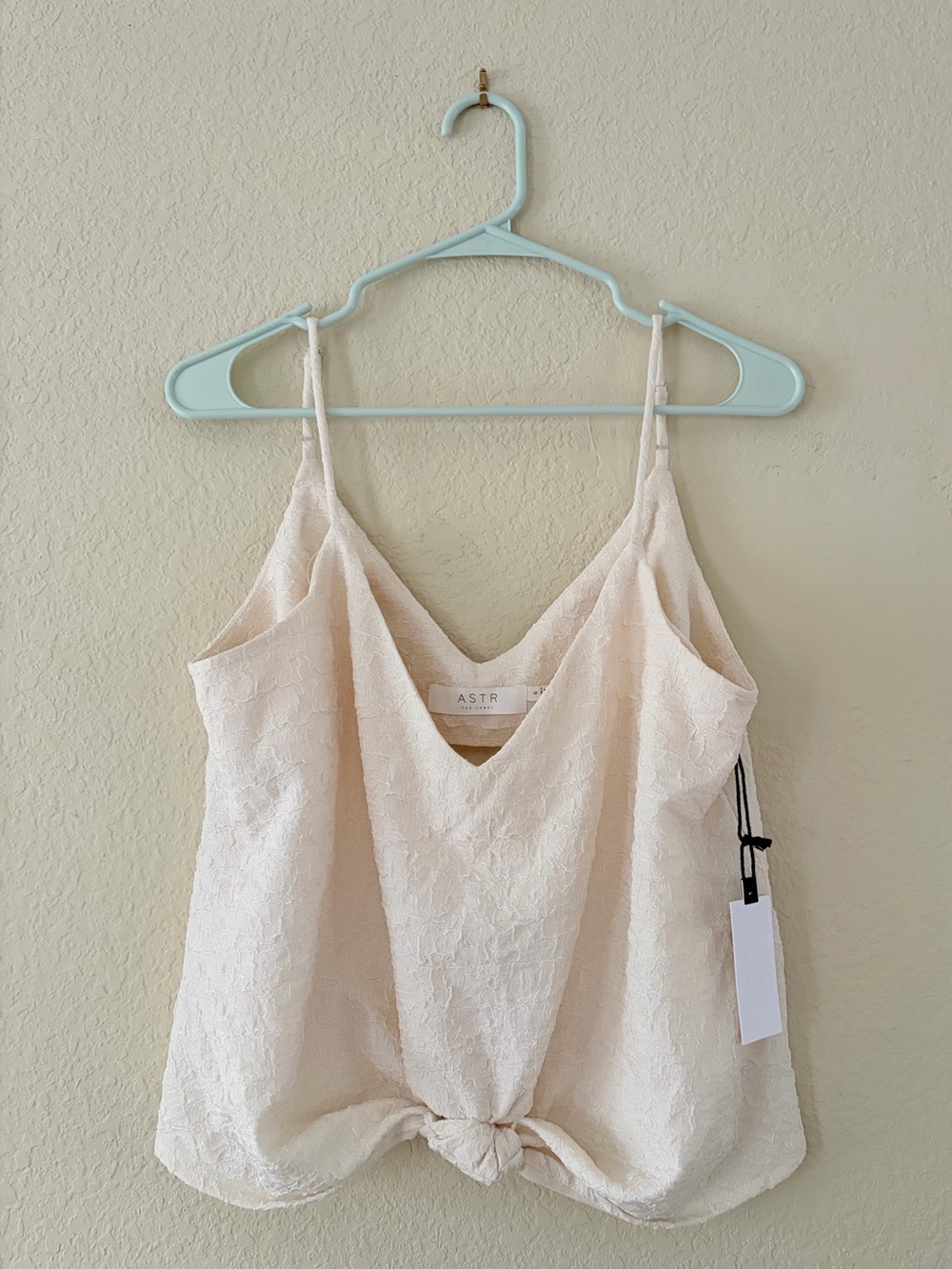 Astr Soft Cream Lace Tie-Front Camisole